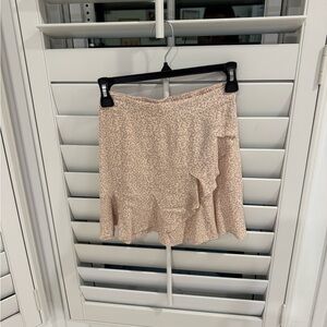 Light Pink and Gray Leopard Print Ruffle Skirt